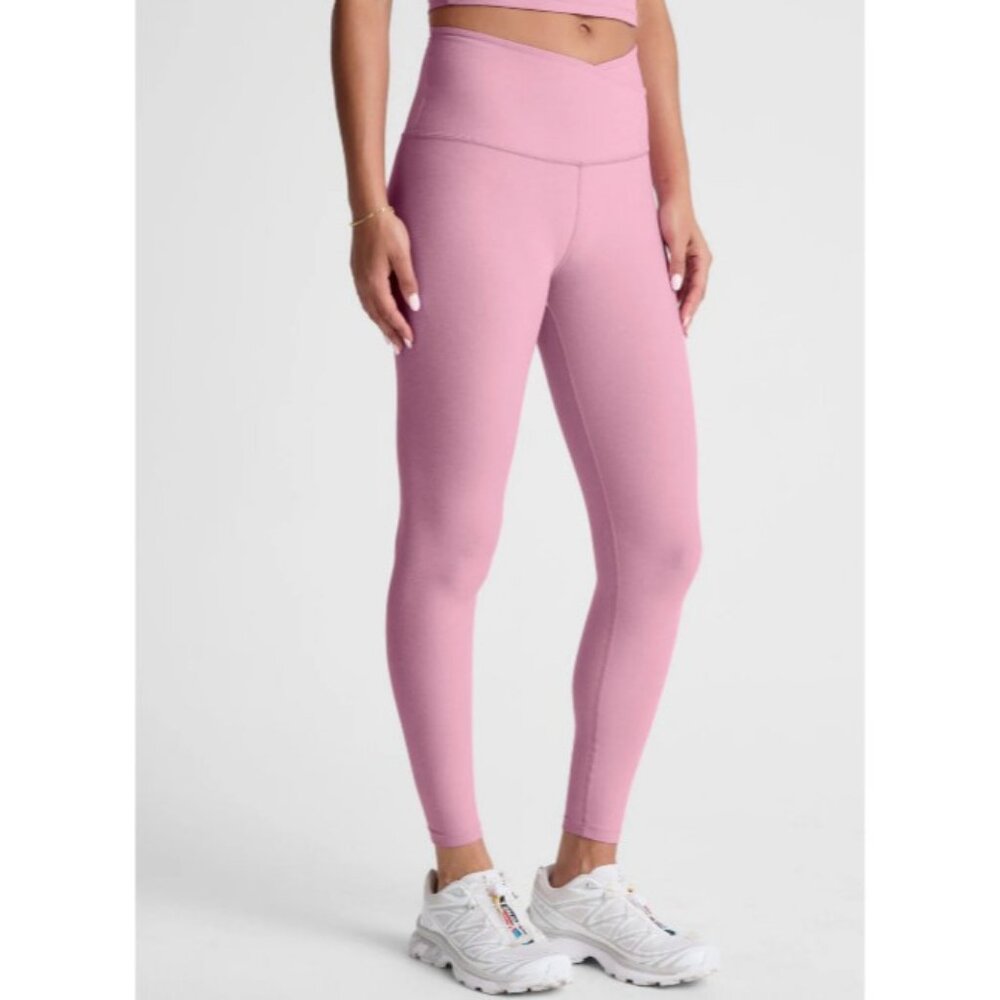 Beyond Yoga Pink Leggings Spacedye At Your Leisure Midi Yoga Pants SZ L NEW - Picture 2 of 5
